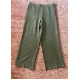 Linda Allard Ellen Tracy Women’s 100 % Silk Wide Leg Pants Green Size 10